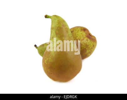 Two conference pears on a white background Stock Photo
