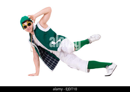 Young performer posing isolated on the white Stock Photo