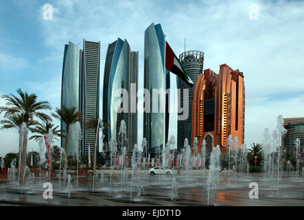 Abu Dhabi skyline seen from the Emirates Palace Hotel. Stock Photo