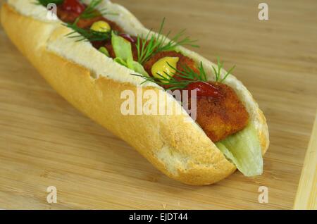 appetizing sandwich with meat and lettuce Stock Photo