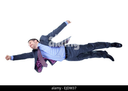 Friendly and smiling businessman looking at camera with reliability isolated on white background Stock Photo