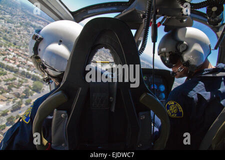 Police Helicopter Officers Stock Photo