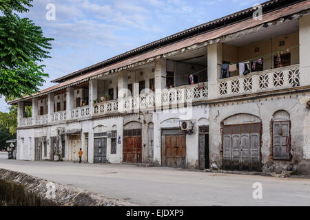 In the center of Stone town,Zanzibar island is situated this big and older house. Stock Photo