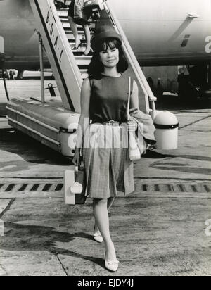 ASTRUD GILBERTO Brazilian samba and bossa nova singer at  Heathrow Airport  in June 1965 Stock Photo