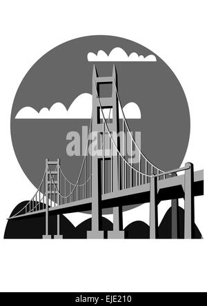 Illustration of the Golden Gate Bridge - vector Stock Vector