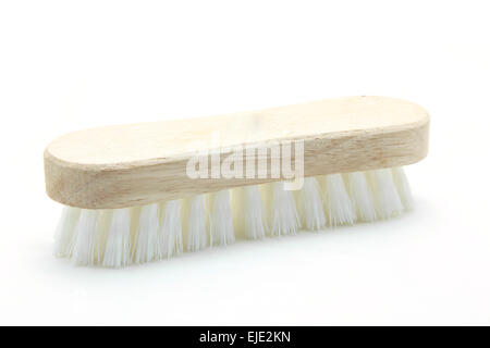wooden cleaning scrub brush isolated on white background Stock Photo