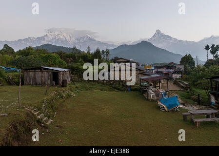 Annapurna range from Pothana Stock Photo