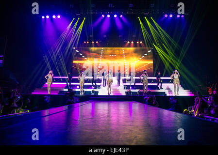 English-Irish girl group The Saturdays perform their largest show to date on their first arena tour at the SSE Arena, Wembley Featuring: Frankie Sandford,Mollie King,Una Healy,Vanessa White,Rochelle Humes,The Saturdays Where: London, United Kingdom When: Stock Photo