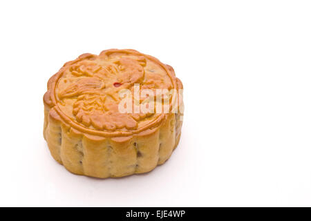 Chinese Moon Cake, traditional food for the Chinese mid Autumn festival, isolated over white background. Stock Photo