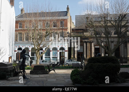 Old buildings in Sheffield city centre from Upper Chapel grounds Stock Photo