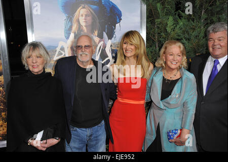 LOS ANGELES, CA - NOVEMBER 19, 2014: Laura Dern & mother Diane Ladd & husband Robert Hunter & father Bruce Dern & wife at the Los Angeles premiere of Dern's movie 'Wild' at the Samuel Goldwyn Theatre, Beverly Hills. Stock Photo