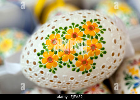 Colorfully decorated and perforated Easter Egg, Prague Czech Republic, Europe Stock Photo