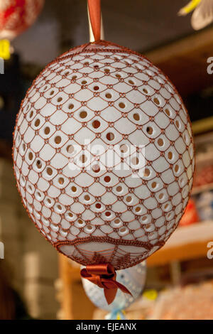 Original Czech Easter Wired perforated ostrich egg, Prague Czech Republic Stock Photo