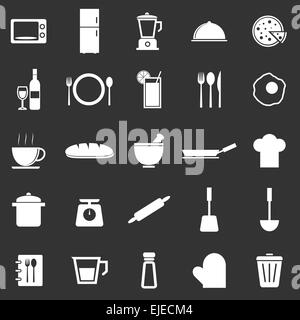 Kitchen icons on black background, stock vector Stock Vector