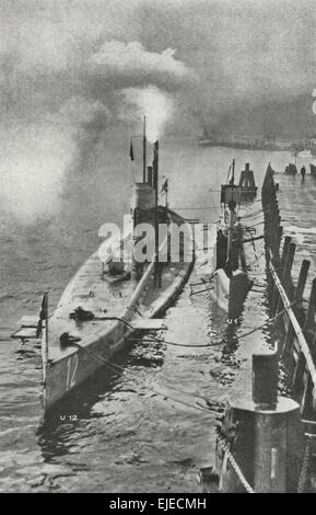 The German Submarines U-1 and U-12, circa 1914 Stock Photo