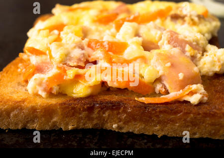 Omelette with vegetables and ham of fried bread Stock Photo