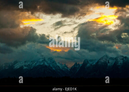 Sunset over Teton Mountains in Grand Teton National Park Wyoming Stock Photo