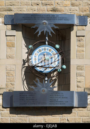 The Millennium clock Hebden Bridge, West Yorkshire, England, UK Stock Photo