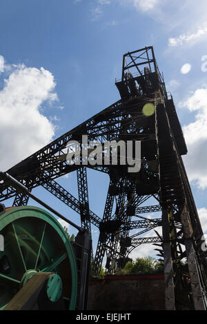 Pithead winding gear at Astley Green Colliery Museum. The former coal mine is in the village of Astley, near Manchester. Stock Photo