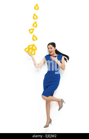 Business young woman reaching for the purse Stock Photo