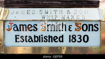 Sign for James Smith & Sons whip makers, established 1830. Stock Photo