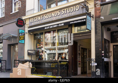 Regent Sounds Studio and Alley Cat Bar & Club in Denmark Street in the West End of Central London. Stock Photo