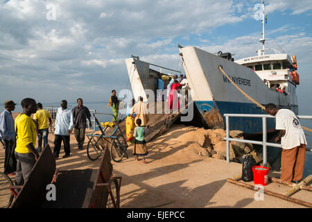 Ferry boat to Ukara Island. Lake Victoria. Tanzania. Stock Photo