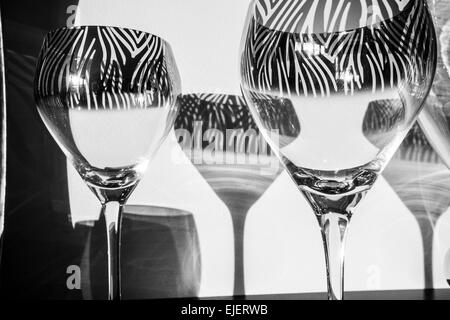 Wine Glasses And Their Shadows Stock Photo