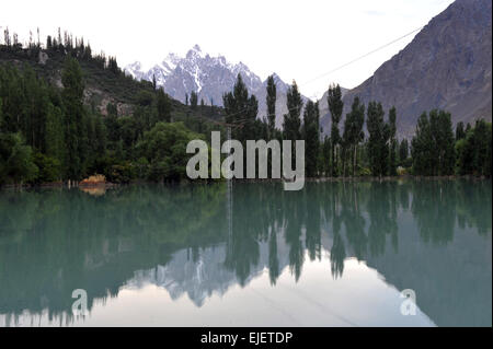 Attabad lake was formed due to a massive landslide at Attabad village in Gilgit-Baltistan, Hunza River, Pakistan, January 2010. Stock Photo