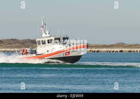 US Coast Guard Response Boat Medium RB-M underway in the Corpus Christi ship channel near Port Aransas, Tx USA Stock Photo