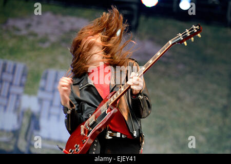 BARCELONA - MAY 30: Guitar player of Haim (band), performance at Heineken Primavera Sound 2014 Festival. Stock Photo