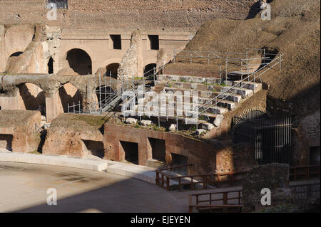 image of seating at colosseum. Colosseum(Colosseo) is the largest amphitheatre in the world. Stock Photo