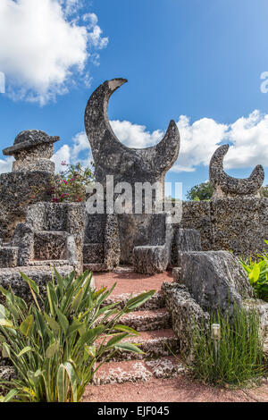 Coral Castle or Rock Gate Park in Homestead, Florida. Single-handedly built by Edward Leedskalnin over the course of 30 years. Stock Photo