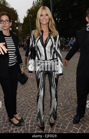 Milan Fashion Week Spring/Summer 2015 - Roberto Cavalli - Arrivals  Featuring: Heidi Klum Where: Milan, Italy When: 20 Sep 2014 Stock Photo