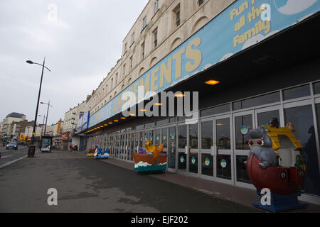 Amusement arcades along the promenade in the sea side location of Margate, Kent, South Thanet, England, UK Stock Photo
