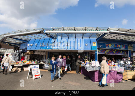 Bury Market day in Greater Manchester on a sunny day Stock Photo