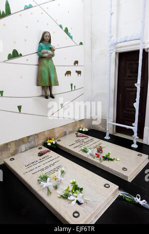 Sanctuary of Fatima, Portugal. Tombs of Jacinta Marto and Maria Lucia, two of the three young shepherds that who witnessed the miracles Stock Photo
