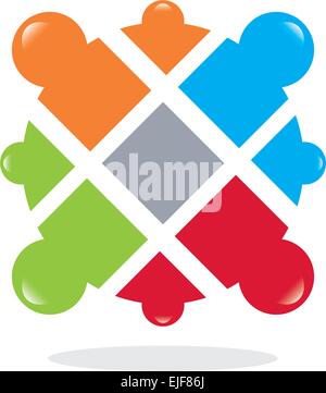 Teamwork, cooperation and people. People Connected Symbols. Stock Vector