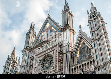 Architectural detail at the Cathedral of Orvieto (Duomo di Orvieto) is a large 14th-century Roman Catholic cathedral, Italy Stock Photo