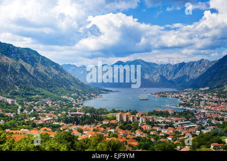 Top view of the Bay of Kotor panorama, Montenegro. Stock Photo