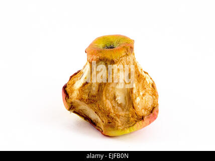 A solitary single apple with mould isolated on white Stock Photo