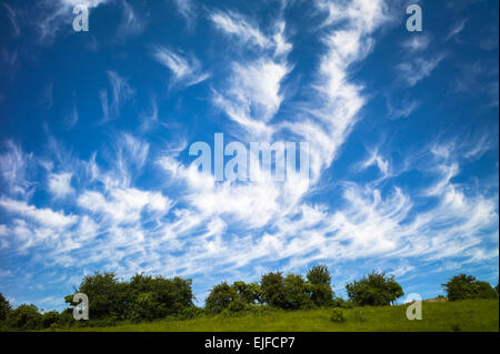 Cirrus clouds in blue sky Stock Photo