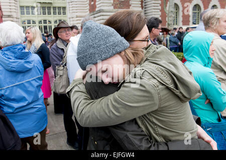 USA, New Jersey, Jersey City, Mother and daughter talking on sofa Stock ...