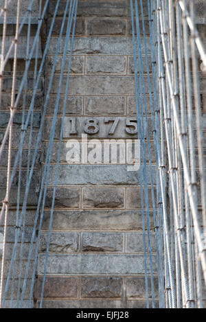 Detail view of the Brooklyn Bridge, Manhattan, New York City, New York State, USA Stock Photo