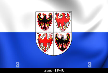 Flag of Trentino-Alto Adige, Italy. Close Up. Stock Photo