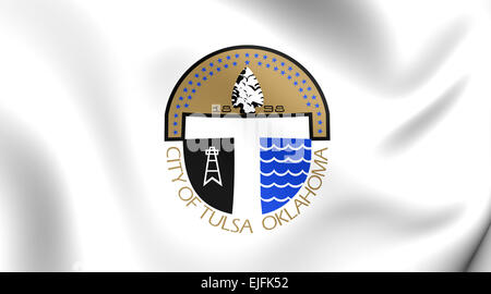 Flag of Tulsa, USA. Close Up. Stock Photo
