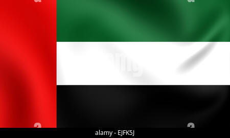 3D illustration of United Arab Emirates with embedded flag on political ...