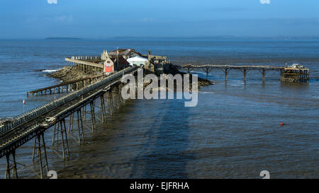 The derelict remains of Birnbeck Pier in Weston-super-Mare, the only pier in the UK to connect an island to the mainland Stock Photo