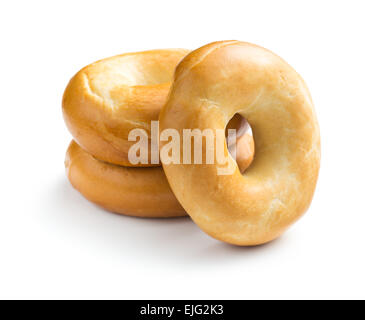 three bagels on white background Stock Photo