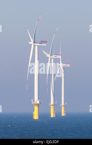 The Borkum Riffgat Offshore Wind Farm, approx. 15 km north-west of the German island of Borkum Stock Photo